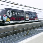 One Spark Skyway Train-Jacksonville, FL. Transit Bus, and Bus Shelter ads are also part of the outdoor mix. Creative provided by One Spark.